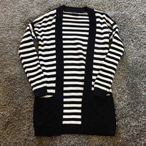 Black and White Striped Cardigan